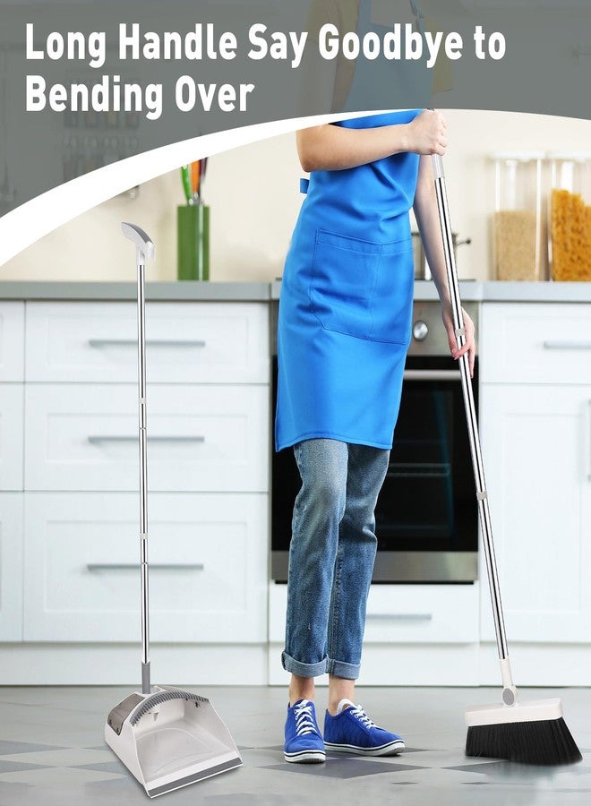 Hibaby Broom with Dustpan Combo Set, 54" Long Handle Broom and Dustpan Set for Home Lightweight, 180° Rotating Broom & Standing Dust Pan with CombTeeth for Kitchen Room Office Lobby Floor Cleaning - Image 2