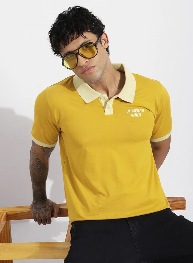 Difference of Opinion Men Relaxed Fit Open Collar Embroidered Polo