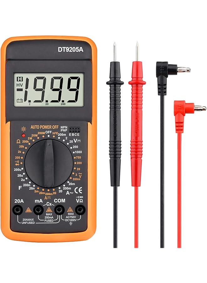 promass DT-9205A Professional Digital Multimeter Handheld Digital Multimeter AC/DC Volt Amp Ohm Capacitance Hz Resistance Current Voltage Measurement Tester w/LCD Display Universal Meter - Image 1