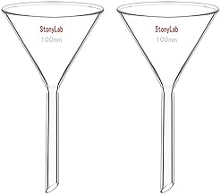 stonylab stonylab StonyLab 2-Pack Glass Heavy Wall Funnel Borosilicate Glass Funnel, Short Stem 100mm Diameter, 100mm Stem Length  - Image 1