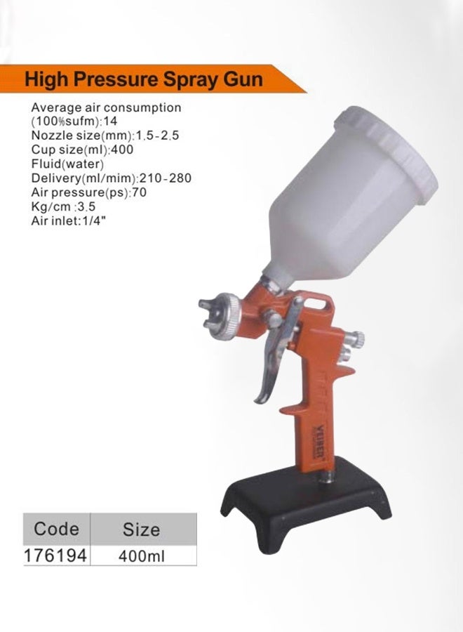 فيبر مسدس رش ويبر عالي الضغط – 400 مل، فوهة 1.5–2.5 ملم، متعدد الاستخدامات - Image 1