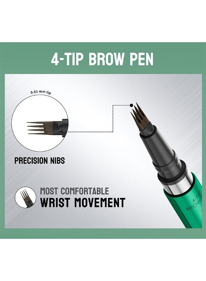 HelloKiss 4 Fork Tip Waterproof and Sweatproof Eyebrow Pencil with Ultra Fine Tips, Natural Hair Like Strokes, Smudge Proof, Long Lasting and Quick Drying Brow Filler Pencil, Beginner Friendly, Dark Brown - Image 3
