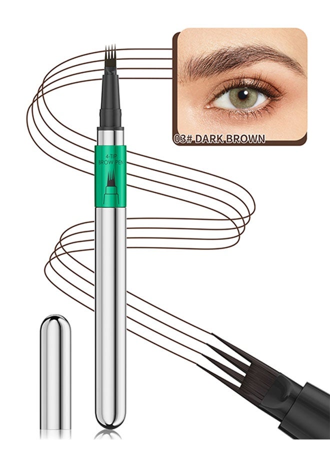 HelloKiss 4 Fork Tip Waterproof and Sweatproof Eyebrow Pencil with Ultra Fine Tips, Natural Hair Like Strokes, Smudge Proof, Long Lasting and Quick Drying Brow Filler Pencil, Beginner Friendly, Dark Brown - Image 1