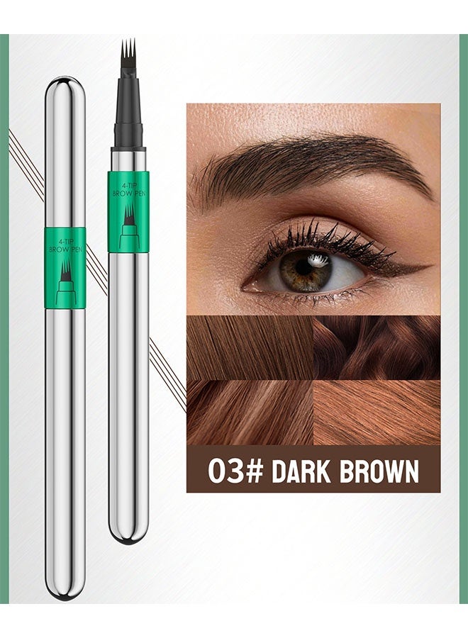 HelloKiss 4 Fork Tip Waterproof and Sweatproof Eyebrow Pencil with Ultra Fine Tips, Natural Hair Like Strokes, Smudge Proof, Long Lasting and Quick Drying Brow Filler Pencil, Beginner Friendly, Dark Brown - Image 5