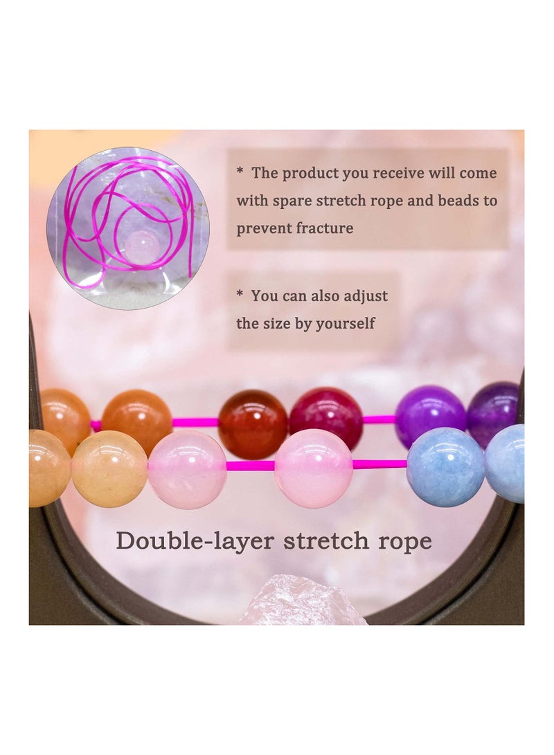 SYOSI سوار حجر كريم طبيعي 7.5 إنش مرن أحجار كريمة 8mm دائري، خرز بلورات شفاء كوارتز، سوار شاكرا - Image 2