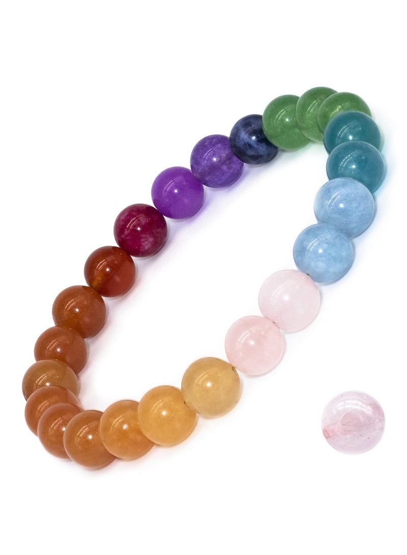 SYOSI سوار حجر كريم طبيعي 7.5 إنش مرن أحجار كريمة 8mm دائري، خرز بلورات شفاء كوارتز، سوار شاكرا - Image 1