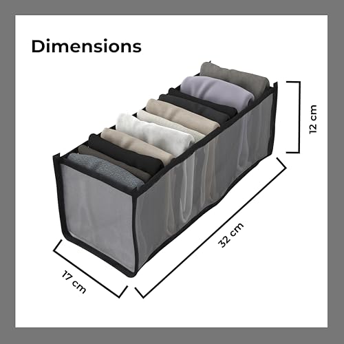 Lifelong Storage Organizer 6 Layers | Foldable Wardrobe & Almirah Organiser | Durable Nylon Mesh & Non-Woven Edges | Basket Organisers for Storing Clothes (LLCOG06, Grey) - Image 4