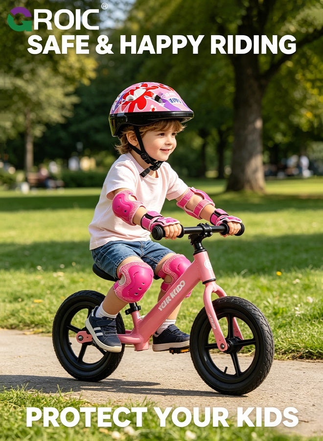 GROIC Kids Protective Gear Adjustable Protective Helmet,Kids Helmet Knee Elbow Pads Wrist Guard Sport Protective Gear Adjustable Scooter Skateboard Roller Bike Skate Cycling Safety Set(Pink) - Image 4