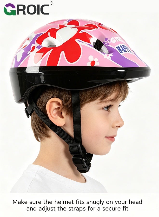 GROIC Kids Protective Gear Adjustable Protective Helmet,Kids Helmet Knee Elbow Pads Wrist Guard Sport Protective Gear Adjustable Scooter Skateboard Roller Bike Skate Cycling Safety Set(Pink) - Image 5