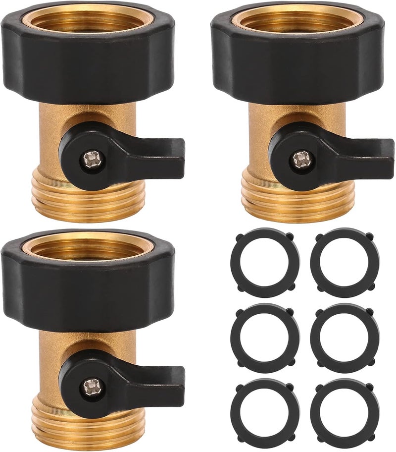 Sanpaint 3 Pack 3/4" Brass Garden Hose Shut Off Valve,1-Way Restricted-Flow Water Shut-Off, Fits 3/4 Inch Hose Connector - Image 1
