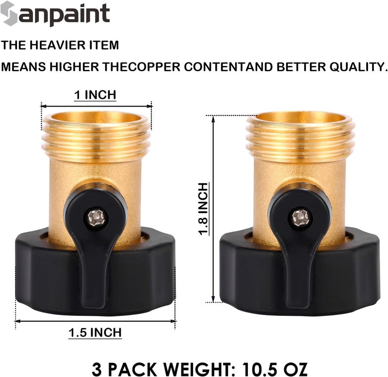 Sanpaint 3 Pack 3/4" Brass Garden Hose Shut Off Valve,1-Way Restricted-Flow Water Shut-Off, Fits 3/4 Inch Hose Connector - Image 3