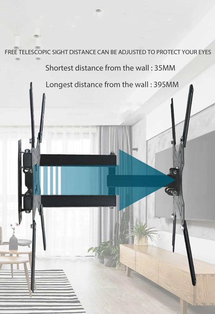 Bectro Movable TV Wall Mount Bracket for 32–55 Inch LED, LCD & Smart TVs | Adjustable Tilt, Swivel & Full Motion Heavy-Duty TV Stand for Space-Saving Setup - Image 5