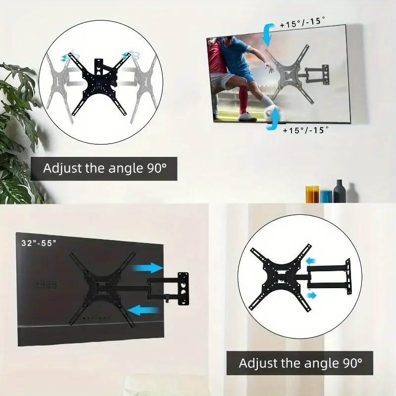 Bectro Movable TV Wall Mount Bracket for 32–55 Inch LED, LCD & Smart TVs | Adjustable Tilt, Swivel & Full Motion Heavy-Duty TV Stand for Space-Saving Setup - Image 3
