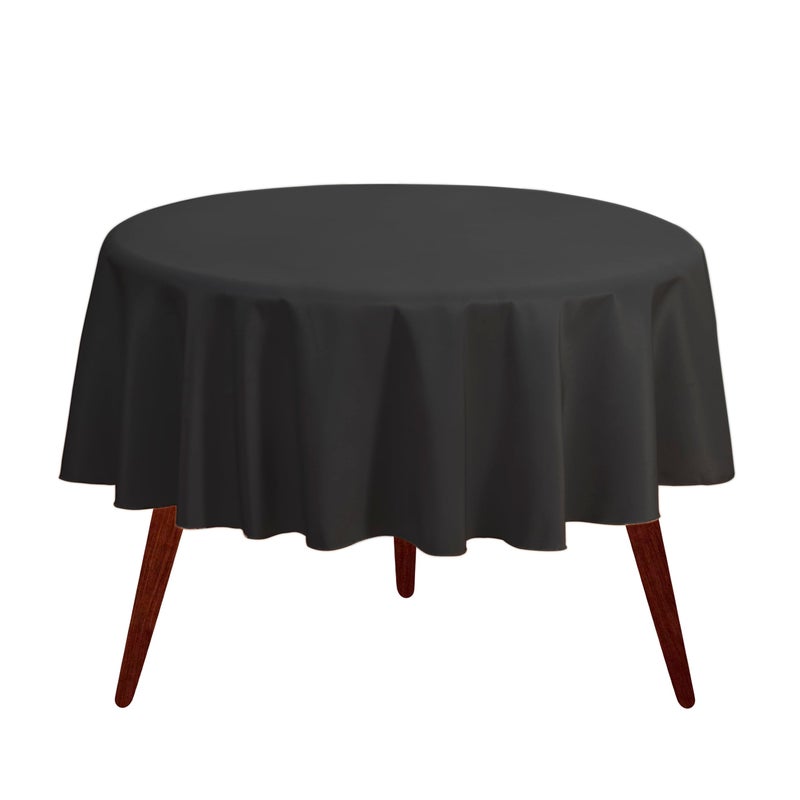 Gee Di Moda Round Tablecloth - 132 Inch Black Round Table Cloth for 72 to 96 Inch Round Tables - Heavy Duty Washable Fabric - for Buffet Table  Holiday Party  Dinner  Wedding & Baby Shower - Image 1