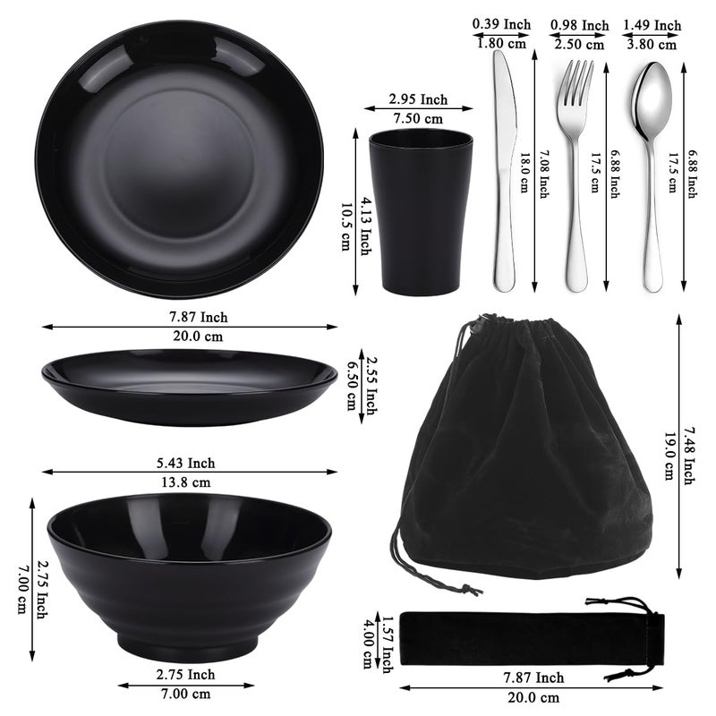 Kyraton Camping Utensils, Portable Travel Silverware Set with Reusable Light Weight Mug, Bowls and Plate, Stainless Steel Cutlery Set, Camping Mess Kit for 1 Person - Image 2