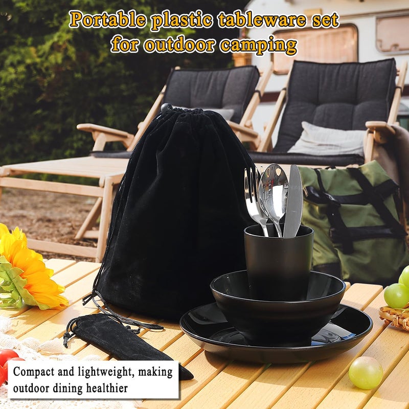 Kyraton Camping Utensils, Portable Travel Silverware Set with Reusable Light Weight Mug, Bowls and Plate, Stainless Steel Cutlery Set, Camping Mess Kit for 1 Person - Image 3