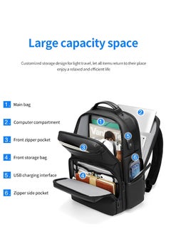 Skycare Skycare Large-Capacity Men's Laptop Backpack for Business Travel, with USB Charging Port -Waterproof and Multi-Functional  - Image 2
