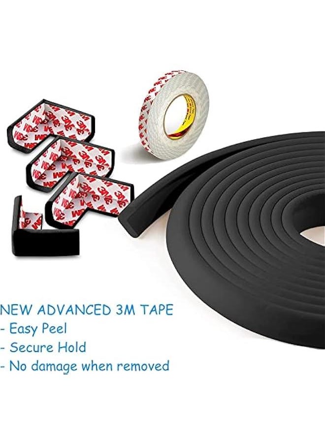 MOXO Corner Edge  Protector Soft Foam Strip Baby Proofing Guards Adhesive  Edges Protection Bumper Guards NonToxic and  for Table for Table Fireplace Countertop (black)  - Image 2