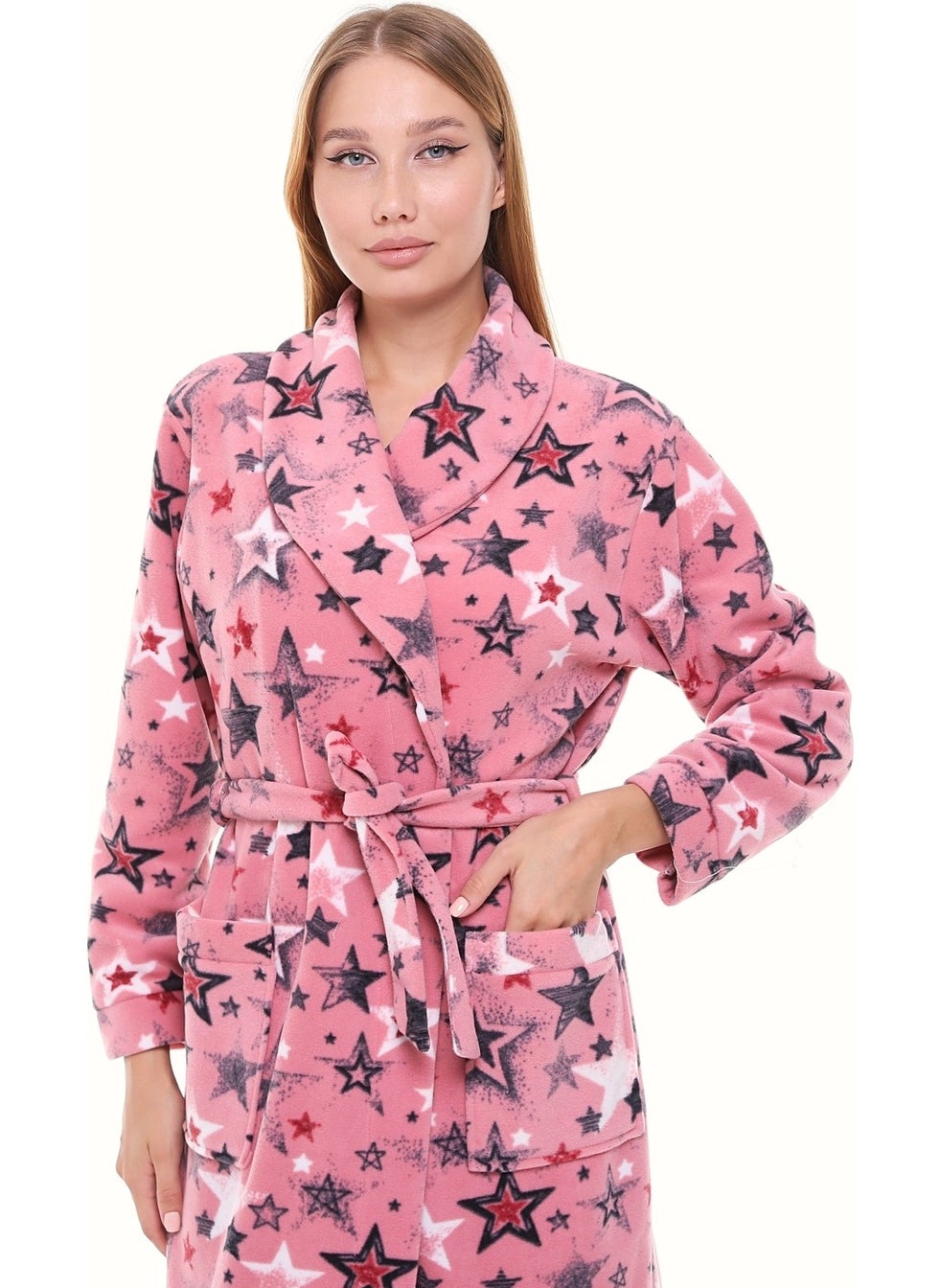 Likapa Long Shawl Collar Fleece Dressing Gown 226  - Image 4