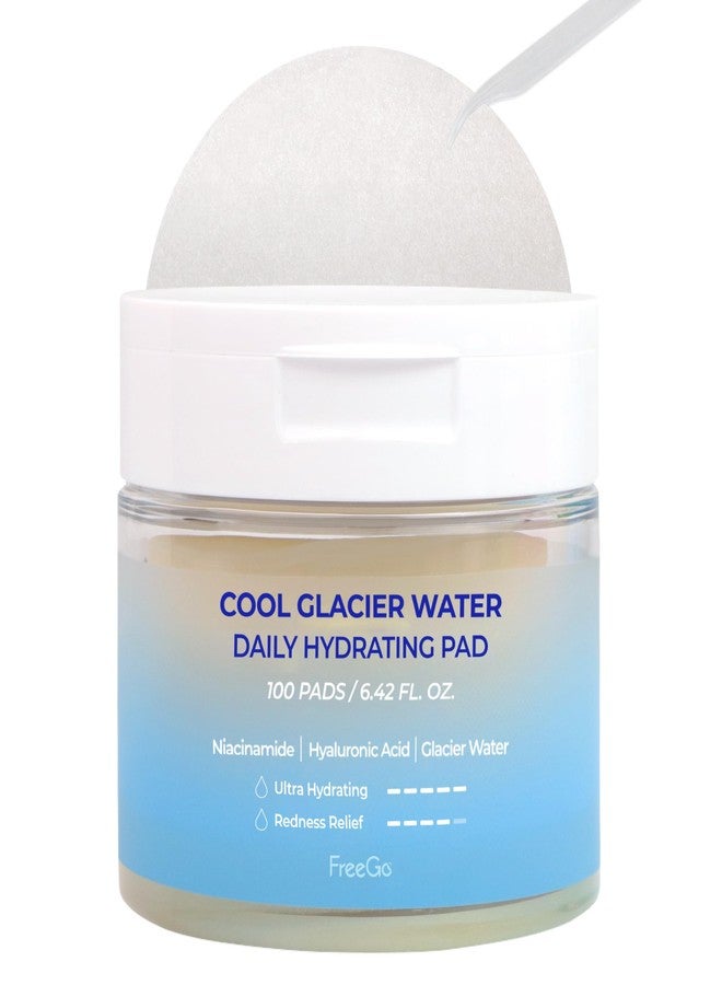 Free Go FreeGo Cool Glacier Water Daily Hydrating Pad (100 Pads, K-Beauty Korean Skincare Facial Toner Pads for Puffy Dehydrated Skin, Instant Cooling Hydration, Korean Skin Care for Dark Spots - Image 1