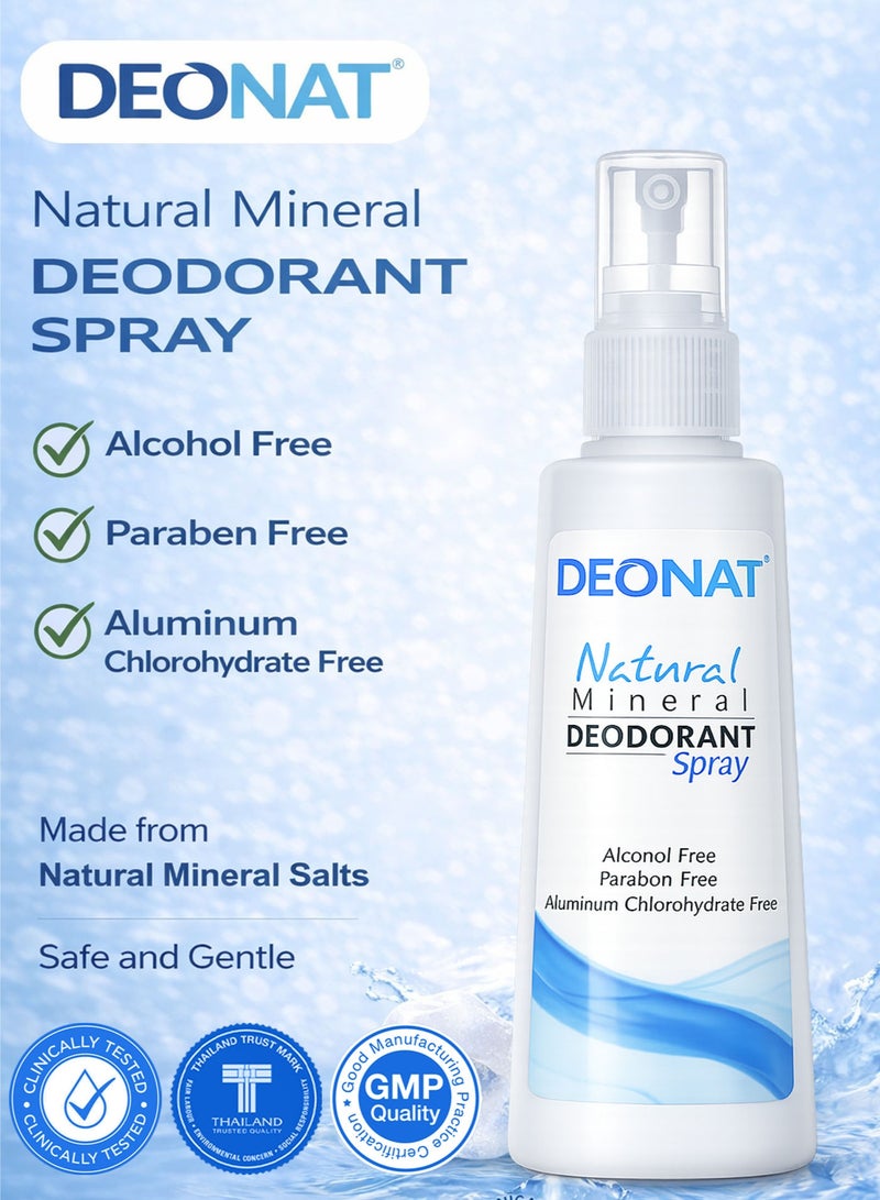 DEONAT Pack of 2 DEONAT Natural Mineral Deodorant Spray 100ml Each Alum Deodorant Body Odor Control Anti Odor Bacteriostatic Protection Eliminates Odor Causing Bacteria Long Lasting Freshness Non Sticky Quick Dry Lightweight Underarm Deodorant Spray for Men and Women Value Pack Daily Use - Image 2