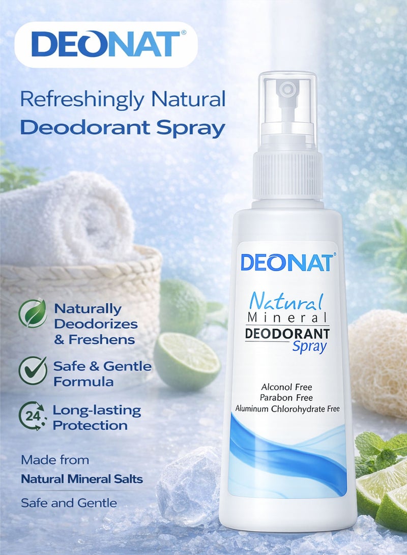 DEONAT Pack of 2 DEONAT Natural Mineral Deodorant Spray 100ml Each Alum Deodorant Body Odor Control Anti Odor Bacteriostatic Protection Eliminates Odor Causing Bacteria Long Lasting Freshness Non Sticky Quick Dry Lightweight Underarm Deodorant Spray for Men and Women Value Pack Daily Use - Image 5