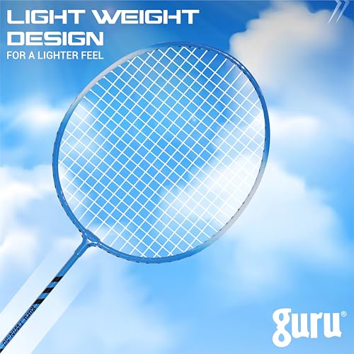 GURU Twin-50 Blue Heavy Duty Steel Badminton Rackets Set of 2 with Cover - Image 3