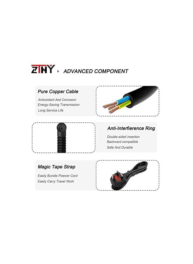 ZTHY 19.5V 3.34A 65W Ac Adapter Laptop Charger For Dell Latitude 7480 7490 5400 5480 5490 E5470 E6420 5580 5500 5590 E5430 E6410 E5440 E6430 E6440 E6540 E7250 E7440 E7450 La65Nm130 Power Cord - Image 3