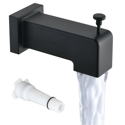 YASINU Slip On Diverter Tub Spout Sleek Square Design for Bathroom Fits 12 Copper Pipe 58 OD ChildSafe Rounded Edges Easy Installation Matte Black - Image 1