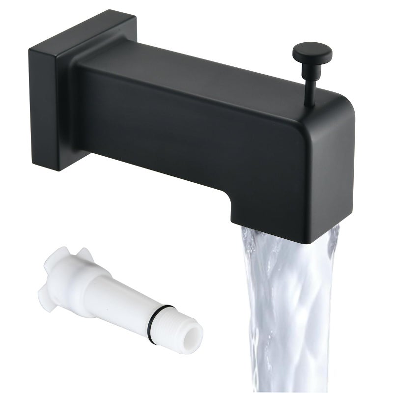 YASINU Slip On Diverter Tub Spout Sleek Square Design for Bathroom Fits 12 Copper Pipe 58 OD ChildSafe Rounded Edges Easy Installation Matte Black - Image 2