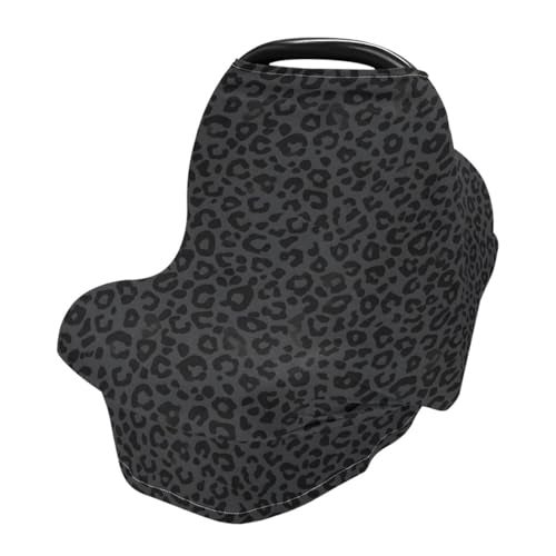 ALAZA Baby Car Seat Canopy Covers Nursing Cover Stretchy Boys Girls Gray Leopard Cheetah Print Carrier Cover Breastfeeding Cover Breathable - Image 1