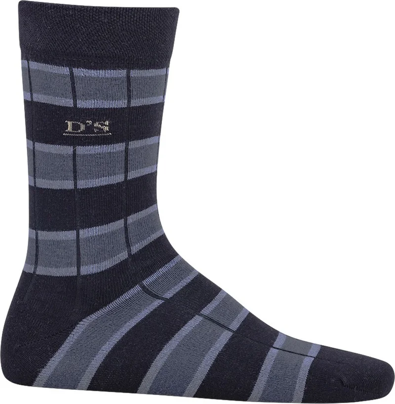 دي أس دامات Ds Damat Men's Cotton Socks Striped Black