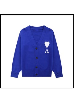 Trendy Brand Love Knit Cardigan Oversized V-Neck Sweater Blue [a5 style]
