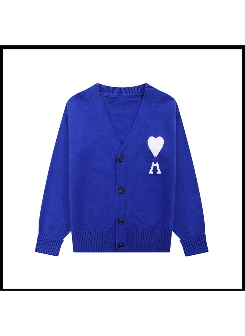 Generic - Trendy Brand Love Knit Cardigan Oversized V-Neck Sweater Blue [a5 style] - Image 1