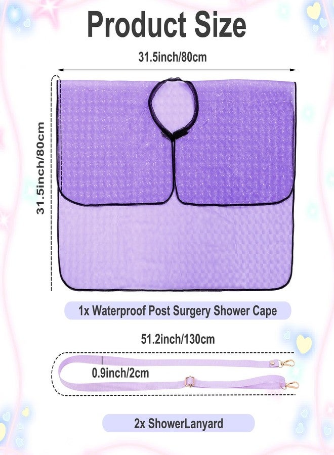 ElevateTech Waterproof Post Surgery Shower Cape Cover with Drain Holder Mastectomy Chest Shoulder Shower Protection Shawl for Mastectomy, Chest or Shoulder Surgery, Mastectomys Recovery Supplies - Image 2