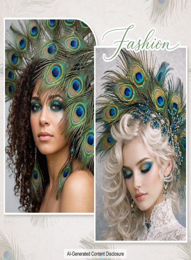 Piokio 10 pcs Peacock Feathers in Bulk 10-12 inch(25-30 cm) Bulk for DIY, Craft Vase Wedding Home Party Christmas Day Decoration - Image 3