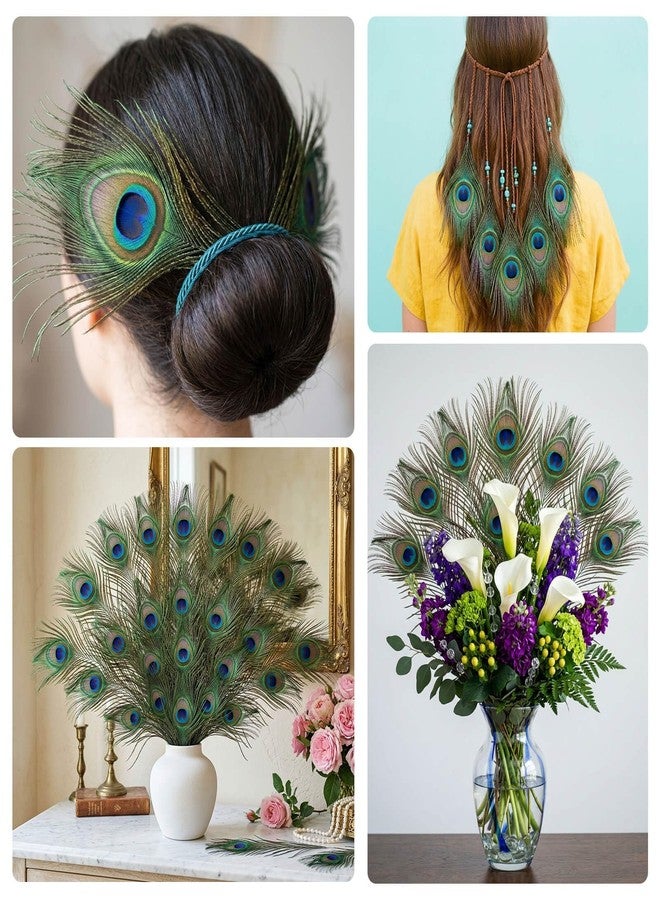 Piokio 10 pcs Peacock Feathers in Bulk 10-12 inch(25-30 cm) Bulk for DIY, Craft Vase Wedding Home Party Christmas Day Decoration - Image 5