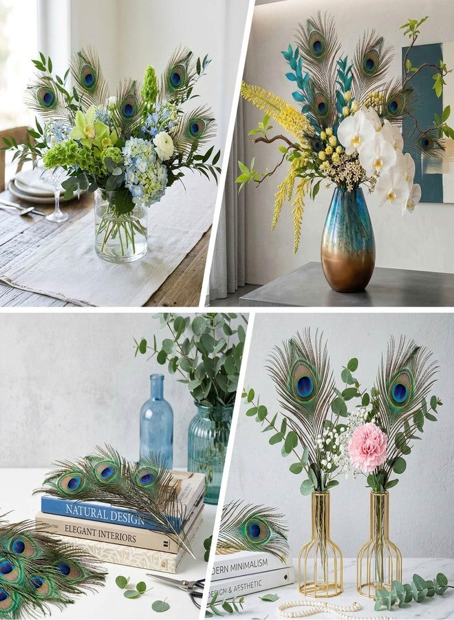 Piokio 10 pcs Peacock Feathers in Bulk 10-12 inch(25-30 cm) Bulk for DIY, Craft Vase Wedding Home Party Christmas Day Decoration - Image 4