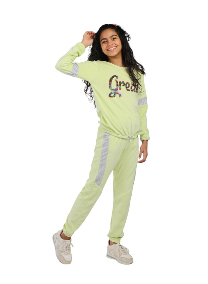 تشويس بيجامة بناتي أطفال GREAT – خامة قطيفة ناعمة لراحة وأناقة تصميم مبتكر يجمع بين الأناقة والراحة كود 542 - Image 5