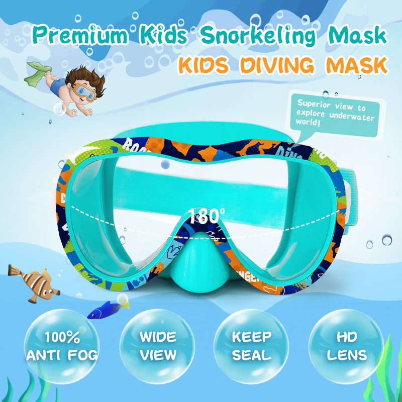 وايف Kids Swim Goggles with Nose Cover, 180Â° Panoramic Snorkel Mask with Anti-Fog u0026 Anti-Leak Design, Comfort Fabric Strap UV Protection Lens for Boys Girls Ages 3-15 - Image 2