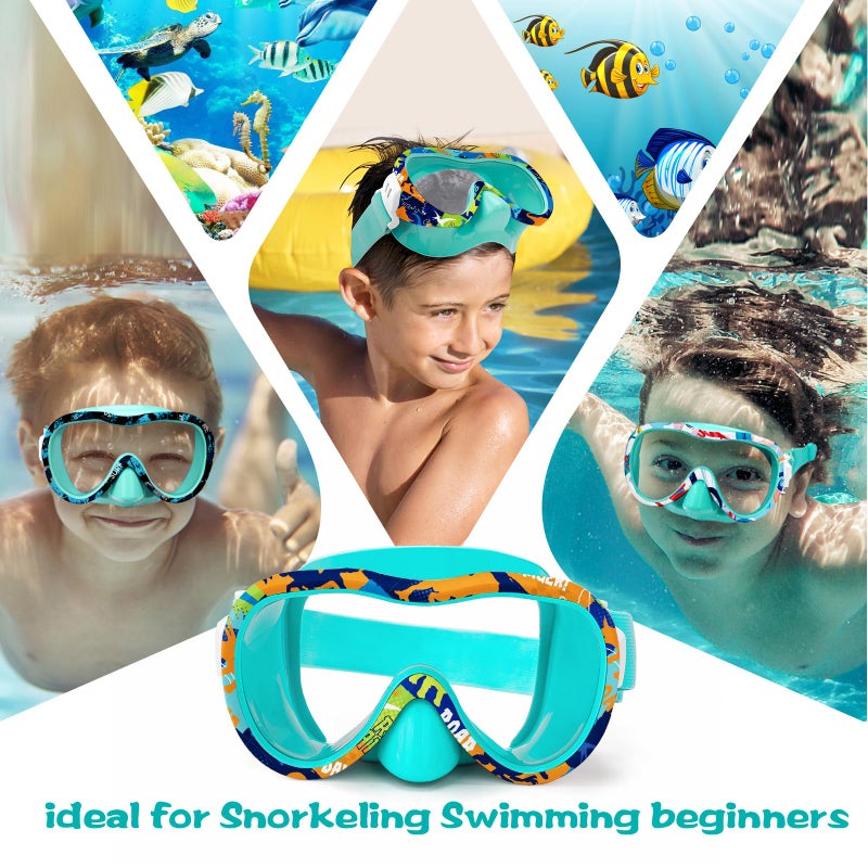 وايف Kids Swim Goggles with Nose Cover, 180Â° Panoramic Snorkel Mask with Anti-Fog u0026 Anti-Leak Design, Comfort Fabric Strap UV Protection Lens for Boys Girls Ages 3-15 - Image 3
