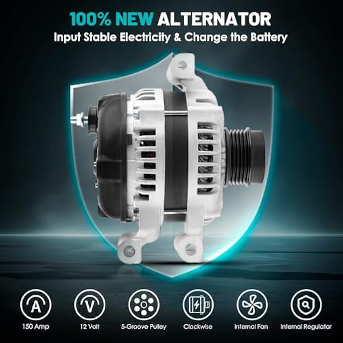 Farrme 11682 Car Alternators 150 Amp, 5-Groove Pulley Fit for Chevrolet Impala Malibu Camaro Blazer, for GMC Canyon, for Buick Regal Sportback, for Cadillac CTS ATS Automotive Replacement Alternators - Image 3