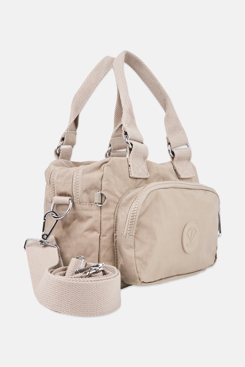 I Love Fashion Women Brand Logo Handbag, Taupe - Image 2