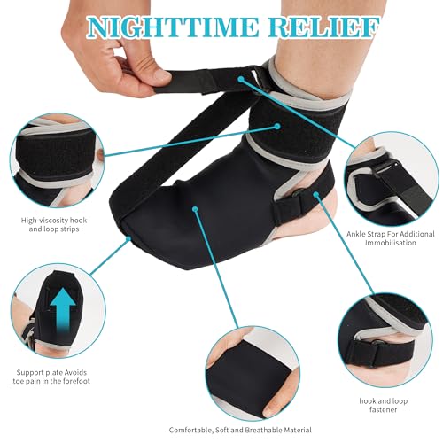 Medibot Plantar Fasciitis Night Splint Sock: Unisex Upgraded Soft Foot Brace with Massage Ball for Pain Relief Caused by Plantar Fasciitis Achilles Tendonitis Foot Drop Heel Spur Flat Arch, Medium - Image 2