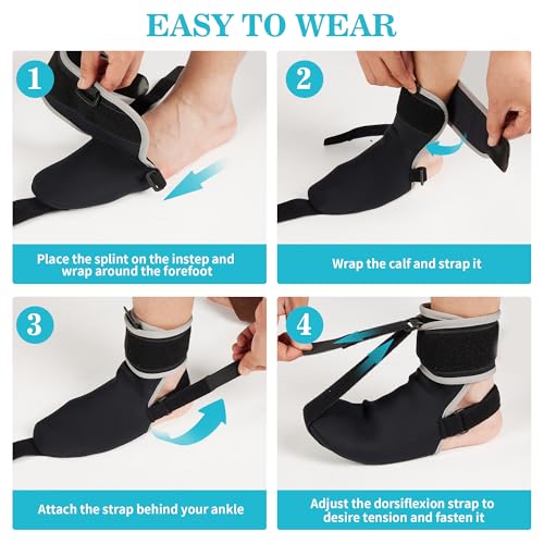 Medibot Plantar Fasciitis Night Splint Sock: Unisex Upgraded Soft Foot Brace with Massage Ball for Pain Relief Caused by Plantar Fasciitis Achilles Tendonitis Foot Drop Heel Spur Flat Arch, Medium - Image 5