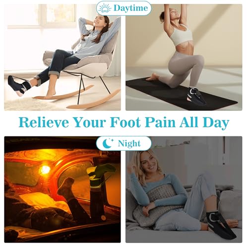 Medibot Plantar Fasciitis Night Splint Sock: Unisex Upgraded Soft Foot Brace with Massage Ball for Pain Relief Caused by Plantar Fasciitis Achilles Tendonitis Foot Drop Heel Spur Flat Arch, Medium - Image 4