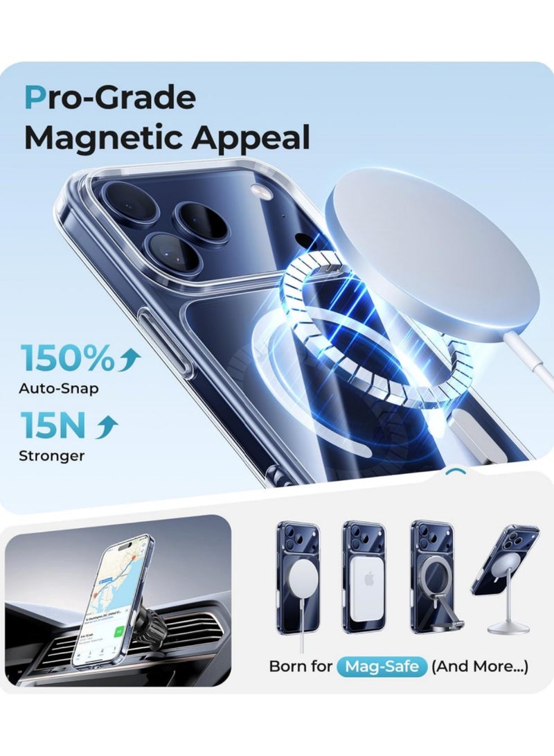 اووكاي جراب لهاتف iPhone 17 Pro Max: جراب مغناطيسي لهاتف iPhone 17 Pro Max متوافق مع MagSafe - غطاء حماية مقاوم للاصفرار والخدوش والصدمات - 6.9 بوصة (شفاف) - Image 5