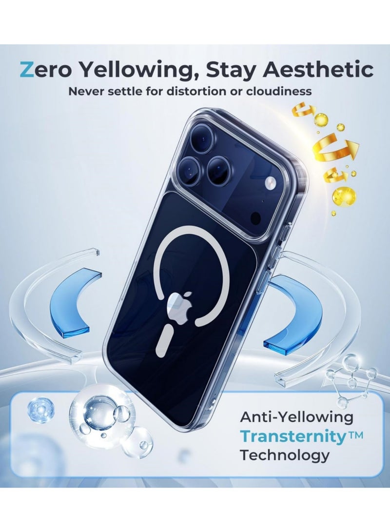 اووكاي جراب لهاتف iPhone 17 Pro Max: جراب مغناطيسي لهاتف iPhone 17 Pro Max متوافق مع MagSafe - غطاء حماية مقاوم للاصفرار والخدوش والصدمات - 6.9 بوصة (شفاف) - Image 3