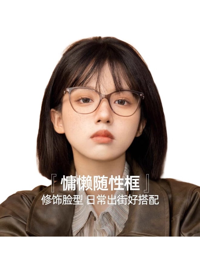 LOHO New Cat Eye Glasses Women Myopia Blue Light Blocking Slim Frame Plain Glasses Frame Can Be Equipped With Degree Yx8063 Orange - Image 1