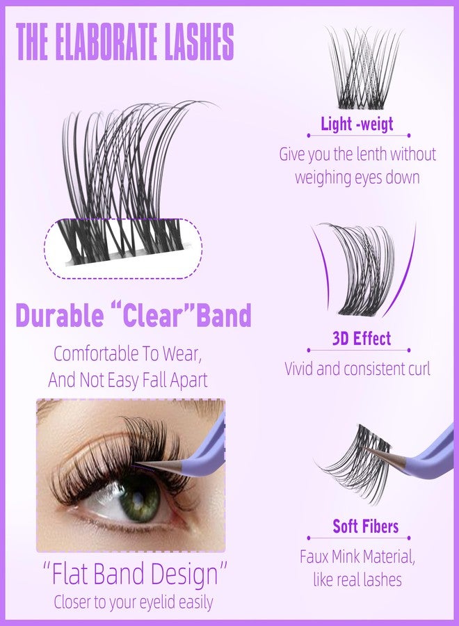 Geeneiya Clear Band Natural Lash Clusters Kit Wispy Eyelash Clusters 10-16mm Lash Extension Kit CC Curl Invisible Band Eyelashes Extensions with Bond and Seal Lash Glue and Tweezers DIY at Home by Geeneiya - Image 2